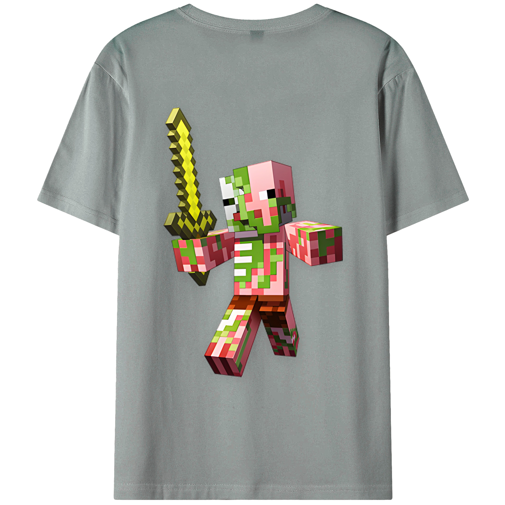 （画像用） マインクラフト ブロックの世界 Minecraft MC Block world 綿100％ メンズ半袖Tシャツ（バックプリント） 通気性